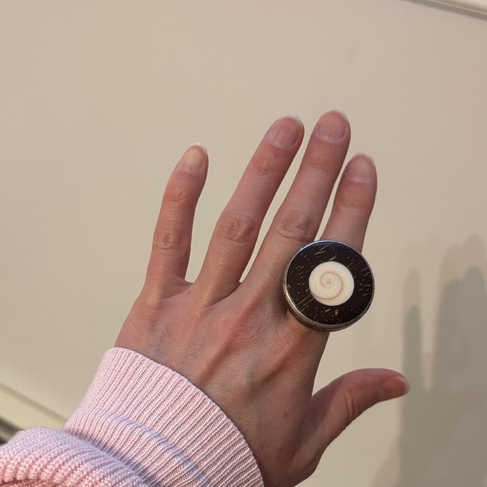 Black and White Spiral Statement Ring